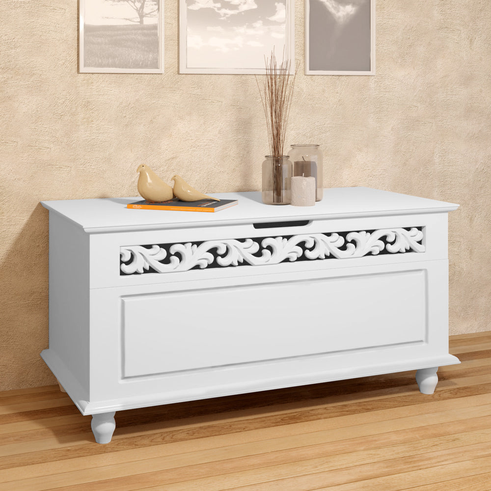 Casaria Houten Bijzetkast Opbergbox met scharnier deksel - 80 x 40 x 48cm - max. 100 kg draagvermogen