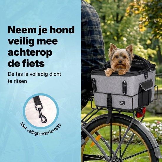 Jake en Jacky Hondenfietsmand - Fietsmand Hond Achterop - Hondenmand Fiets - Autostoel Hond - Kleine Hond max 12 kg - 35x30x31 cm