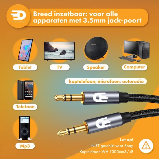 Drivv. AUX Kabel 3,5 mm - Audiokabel - Goudgeplateerd - Mannetje naar Mannetje - Zilver - 5 meter