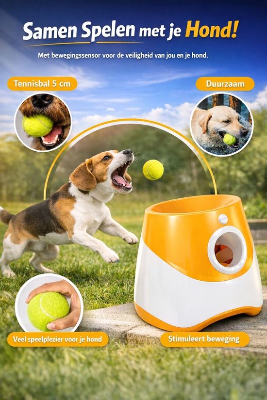 Ceruzo Ballenwerper Hond – Automatisch – 6 Ballen – 3 Afstanden -Oplaadbaar