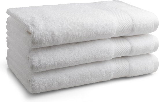 DoubleDry Handdoeken 70 x 140 cm – set van 3 – Hotelkwaliteit 500 g/m2 – Zacht & Absorberend - OEKO-TEX Made in Green & BSCI Gecertificeerd - bright white