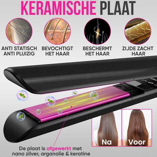 Strex Stijltang Krultang 2-in-1 - Keramische Stijltang voor Kort & Lang Haar - 120-230°C