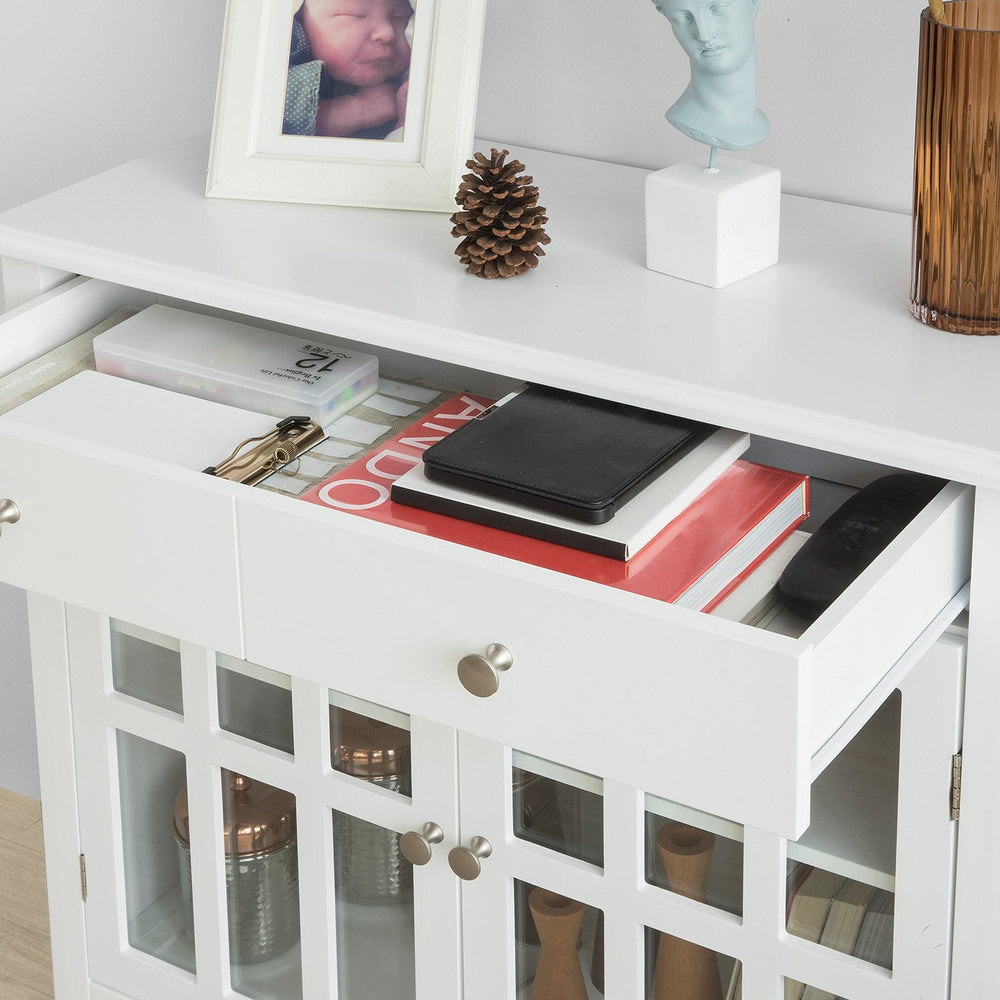 SoBuy FSB23-W Keukenkast met 2 Laden en 2 Deuren - Wit - 80x80x34 cm - Landelijk