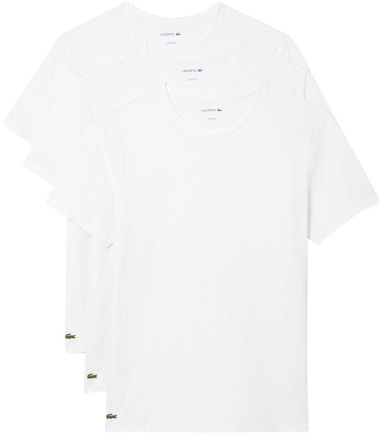 Lacoste Heren 100% Katoen Rond T-shirt Wit (3 stuks) - Maat M