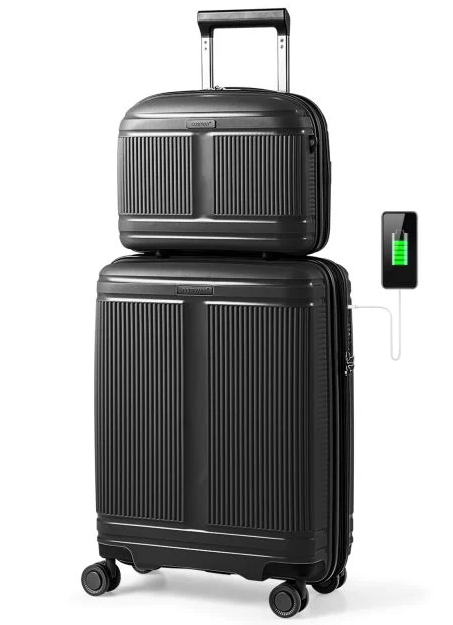 Coast 2-delige Kofferset – 20 inch Handbagagekoffer en 14 inch Beautycase – Zwart