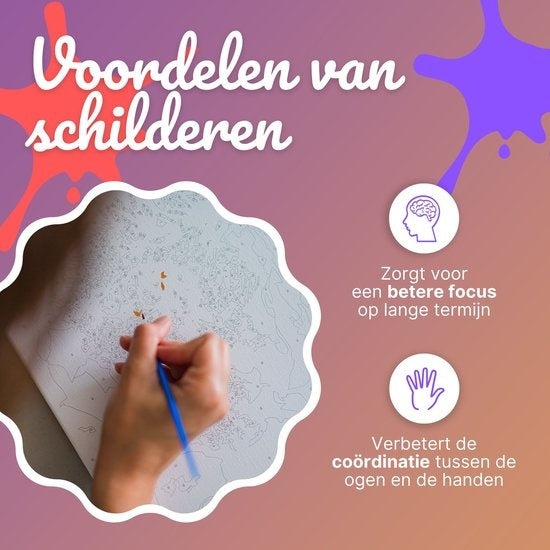 Rubye® Schilderen Op Nummer Volwassenen – Italiaanse Kust – Inclusief Verf en Penselen – Canvas Schildersdoek – Kleuren op Nummer – 40x50cm