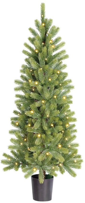 Black Box Trees Nagoya Kunstkerstboom met Verlichting H120 x Ø60 cm - Kerstboom Voor Binnen - Kunstboom met 212 PE Dennentakjes - Slank Model Ø60 cm - Groen