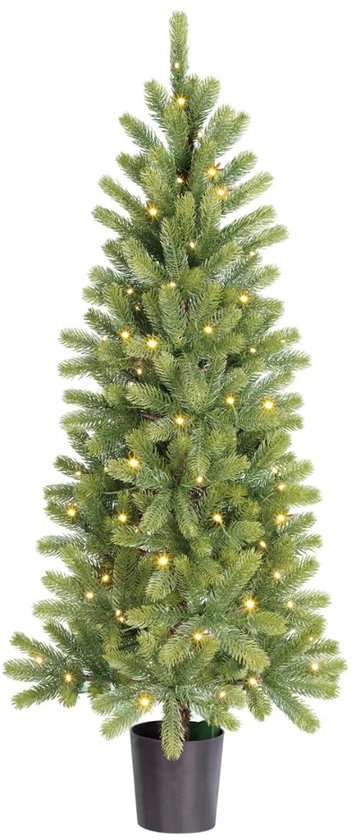 Black Box Trees Nagoya Kunstkerstboom met Verlichting H120 x Ø60 cm - Kerstboom Voor Binnen - Kunstboom met 212 PE Dennentakjes - Slank Model Ø60 cm - Groen