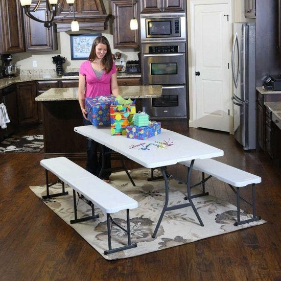 Lifetime Opklapbare Buffettafel - 180 cm x 76 cm x 72 cm - Wit