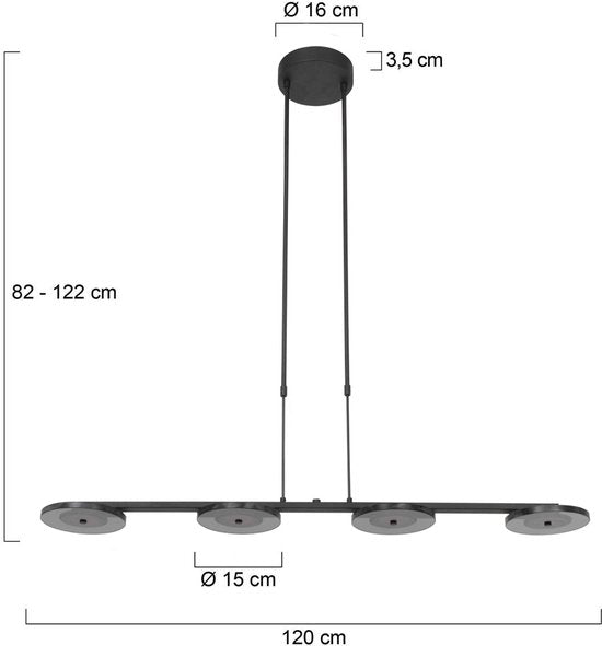 Steinhauer - hanglamp - Turound - zwart - glas metaal - design lamp - LED - 3512ZW