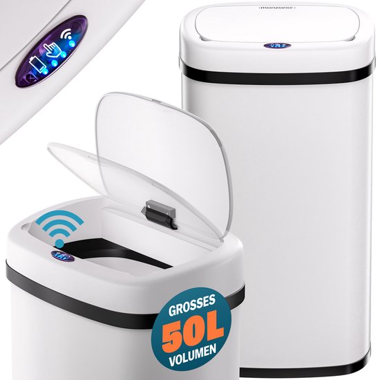 MONZANA Prullenbak - Automatisch Sensor 50L 62x40x29cm - Wit