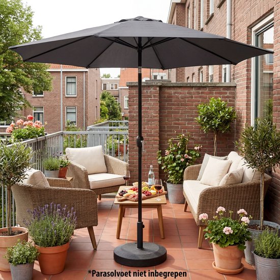 Tristar Stokparasol - 300cm Rond - Tuin & Balkon - Kantelbaar - Incl. Beschermhoes - PA-7903 - Donkergrijs