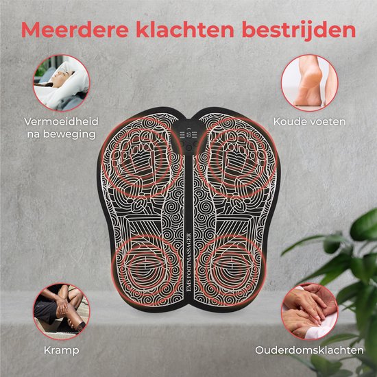 Nuvance - Voetmassage Apparaat met Display - EMS Massage Mat - Stimuleert Bloedsomloop - Massageapparaten - Draadloos - 54 standen - Zwart