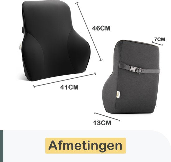 COMFYCENTRE® Ergonomische Rugsteun XL Auto & Bureaustoel - Rugkussen Onderrug en Schouders - Lendensteun Auto - Rugsteunen - Traagschuim - Beter zitten