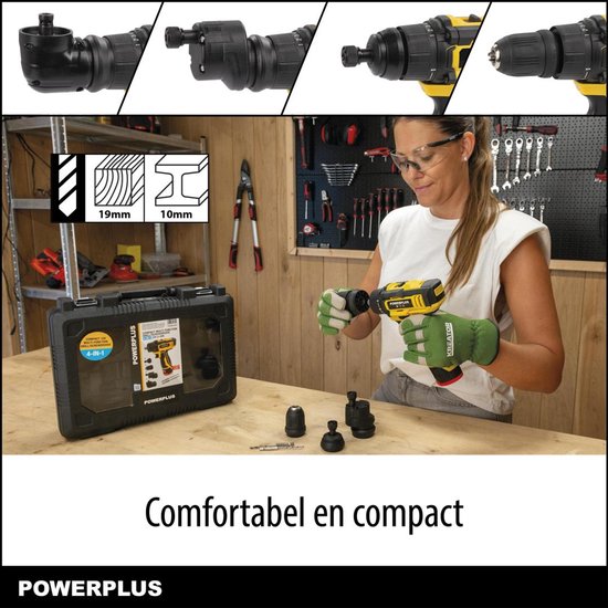 Compacte 4-in-1 multifunctionele schroevendraaier 12V POWXBOX001 – incl. batterij 12V en 2.0Ah lader