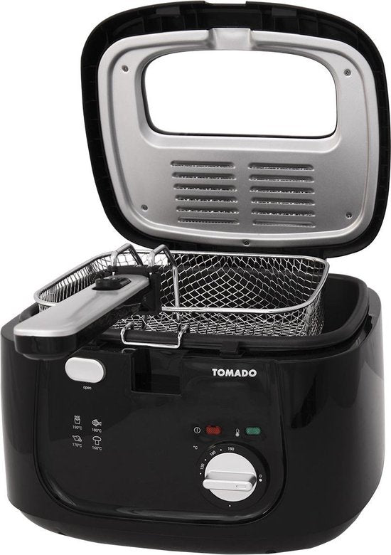Tomado TDF2501B - Frituurpan - 2,5 liter - Anti reukfilter – Kunststof friteuse - PFAS vrij - Zwart