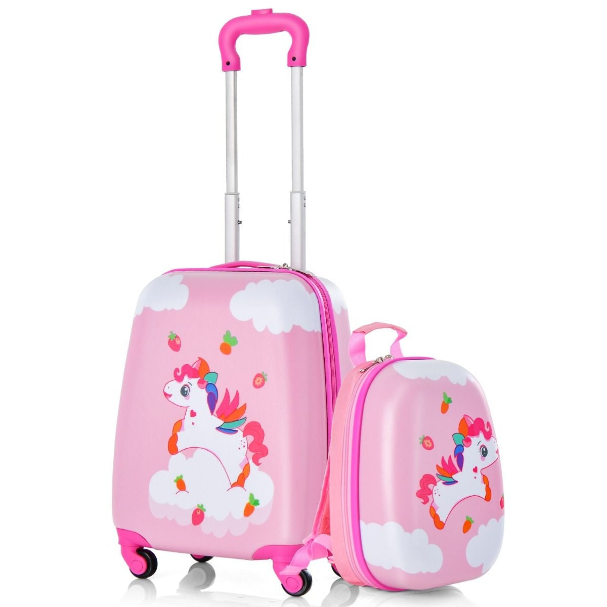 Coast 2-Delige Kinderkoffer + Rugzak Kindertrolley - Harde schaal Roze