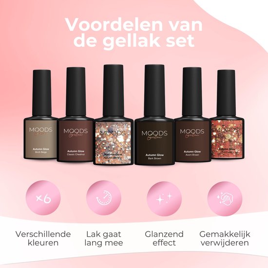 Moods Gellac 6-delige Set - Gellak Starterspakket - Gel Nagellak - 8ML - Autumn Glow - Gellac - Nagels - Chique Kleuren