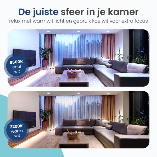 Gologi Slimme Inbouwspots - Slimme LED Downlight Dimbaar - Kantelbaar - Warm Wit Licht - Gu10 LED Lamp - Wit