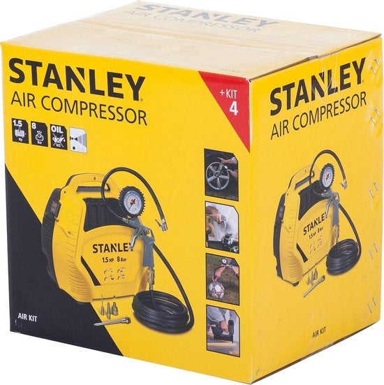 Stanley Luchtcompressor – 8 bar – 1100 W – 33,4 x 33 x 25,2 cm – Geel/Zwart