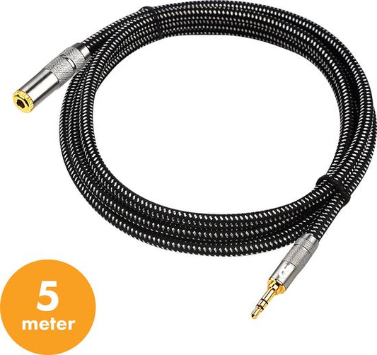 Drivv. Premium AUX Verlengkabel - 5 meter - Jack Male naar 3,5 mm Female - Audio Verlengkabel - Jack Verlengkabel - Nylon