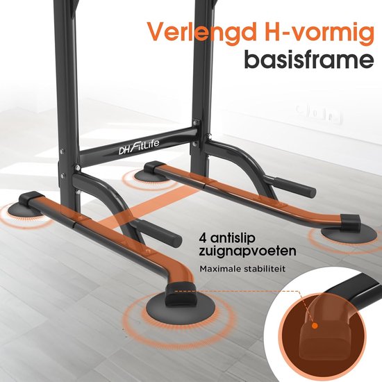 DH FitLife Power Tower Dip Station - vrijstaande optrekstang - rugtrainer - krachtstation - power rack - thuis gym
