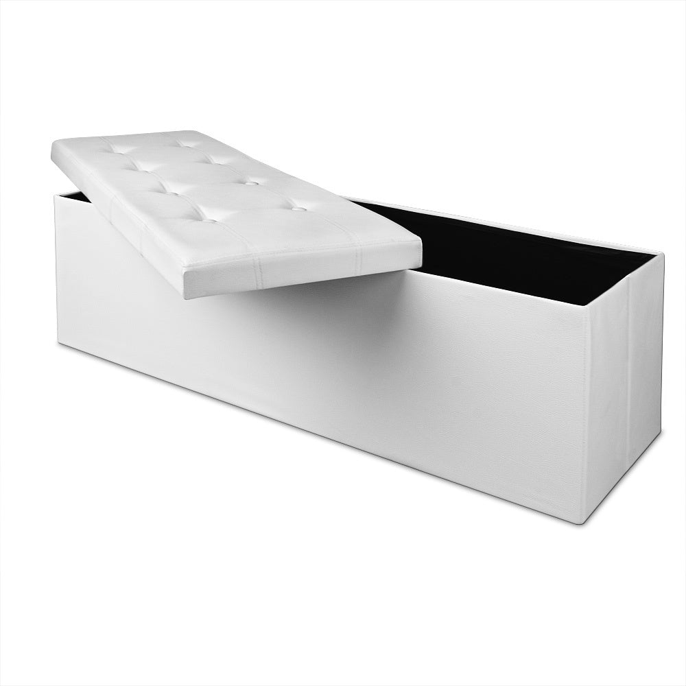 Casaria Zitbank met Opbergruimte \\u2013 115x40x40cm Kunstleer 131L - Wit