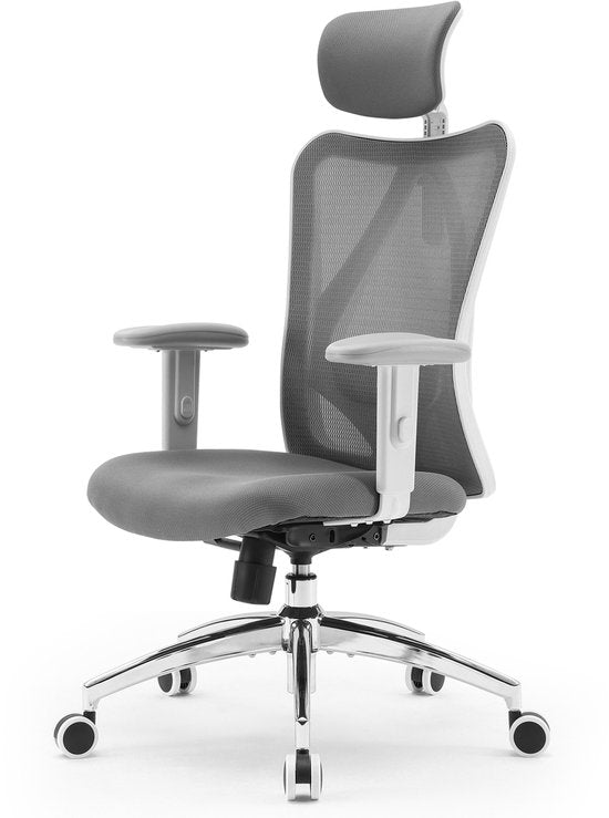 SIHOO M18 Ergonomische Bureaustoel-Ademend Mesh Design-Verstelbare Hoofdsteun & Lendensteun-Grijs
