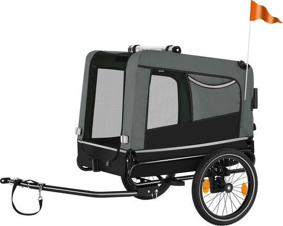 tectake® - Hondenkar WoofRider fietskar - grijs - inklapbaar, tot 40 kg - hondenbuggy hondenwagen - 404947
