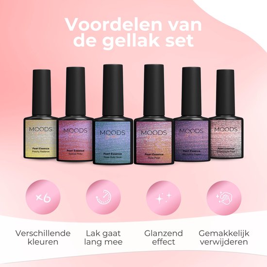 Moods Gellac 6-delige Set - Gellak Starterspakket - Gel Nagellak - 8ML - Pearl Essence - Gellac - Nagels - Chique Kleuren