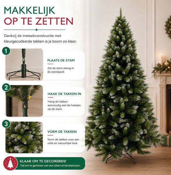 Triumph Tree Pittsburgh Kerstboom - Wit Berijpte Takken met Volle Uitstraling - Kerstversiering voor Binnen - Kunstboom met 940 Takken en Stevige Constructie - 230 x 122 cm - Groen