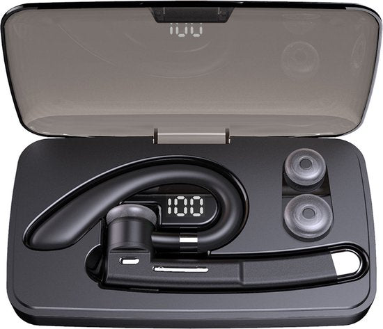 Otiume Draadloze Headset – Noise Canceling – Incl Oplaadkoffer - Bluetooth 5.0 – 100 uur - Waterproof - Bluetooth Headset – Handsfree Bellen Auto Bluetooth – Werk oordopjes - Oortjes – Draadloze Headset met Microfoon – Kantoor oortjes