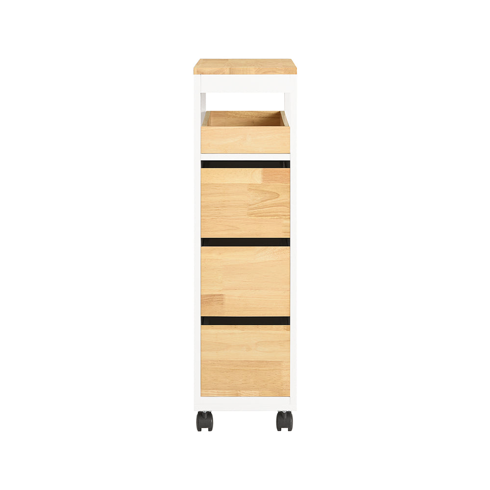 SoBuy - Badkamerrek met 3 Laden - Afneembaar Blad - 23 x 82 x 65 cm - Wit/Hout