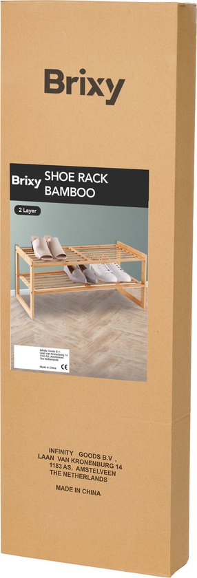Brixy Schoenenrek - 2 Lagen - Bamboe Schoenenrek - Schoenenkast - Voor 9 Paar Schoenen - Hout