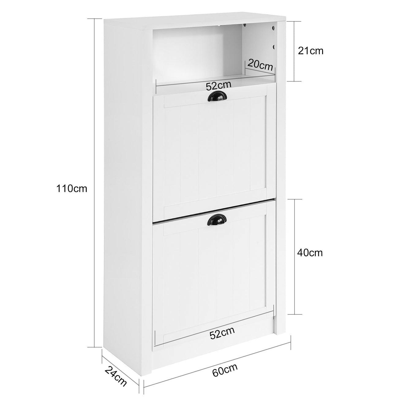 SoBuy FSR87-K-W Schoenenkast Met 2 Kleppen - 60 x 24 x 110 cm - Wit