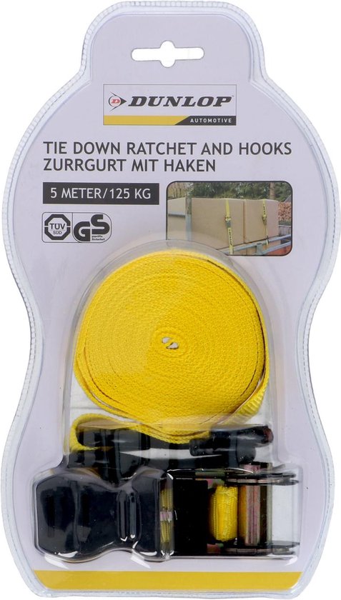 Dunlop Spanband met Ratel - Sjorband 5M - Max. Spancapaciteit 125KG