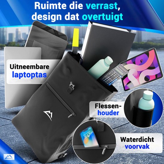 Nextcover 3in1 Fietstas Enkel voor Bagagedrager [PVC vrij] | Waterdichte Fietstas, Rugzak en Schoudertas 25L | Ideaal voor Laptop en Wekelijkse Aankopen | Fiets Tas Enkele | Fietstassen