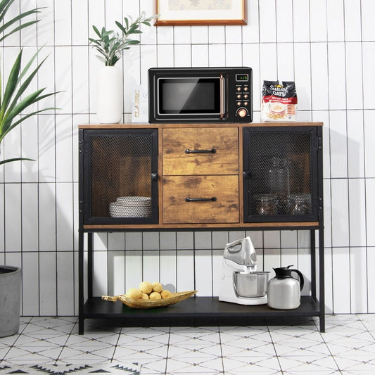 Coast Industrieel multifunctioneel dressoir met 2 roosterkasten en 2 laden 100 x 35 x 85 cm