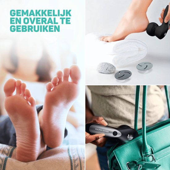 Vulpes Goods® BeautyCare – Elektrische Eeltverwijderaar PRO – 6 Eeltschijven – USB Oplaadbaar – IPX7