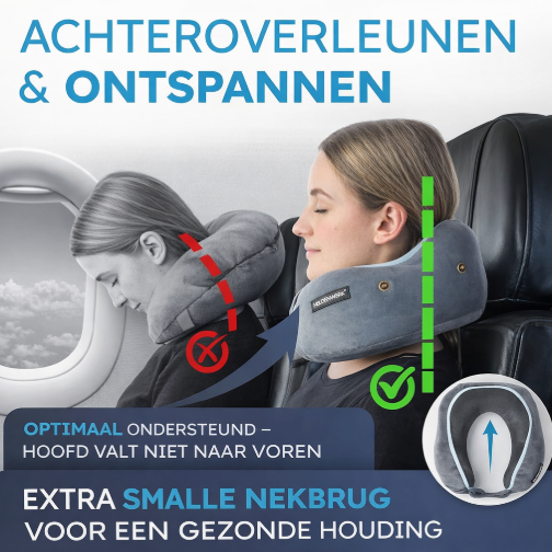 HELDENWERK – Reiskussen Met Capuchon – 24 x 14 x 27 cm & Verstelbaar – Voorzien Van Traagschuim En Afneembare Fluwelen Hoes – Voor Vliegtuig En Auto – Lichtgrijs Polyester