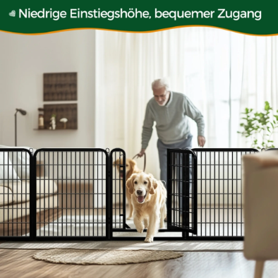 Yaheetech Puppy Speelbox 8-Delig - Zwart - 200 x 68 x 80 cm - Opvouwbaar