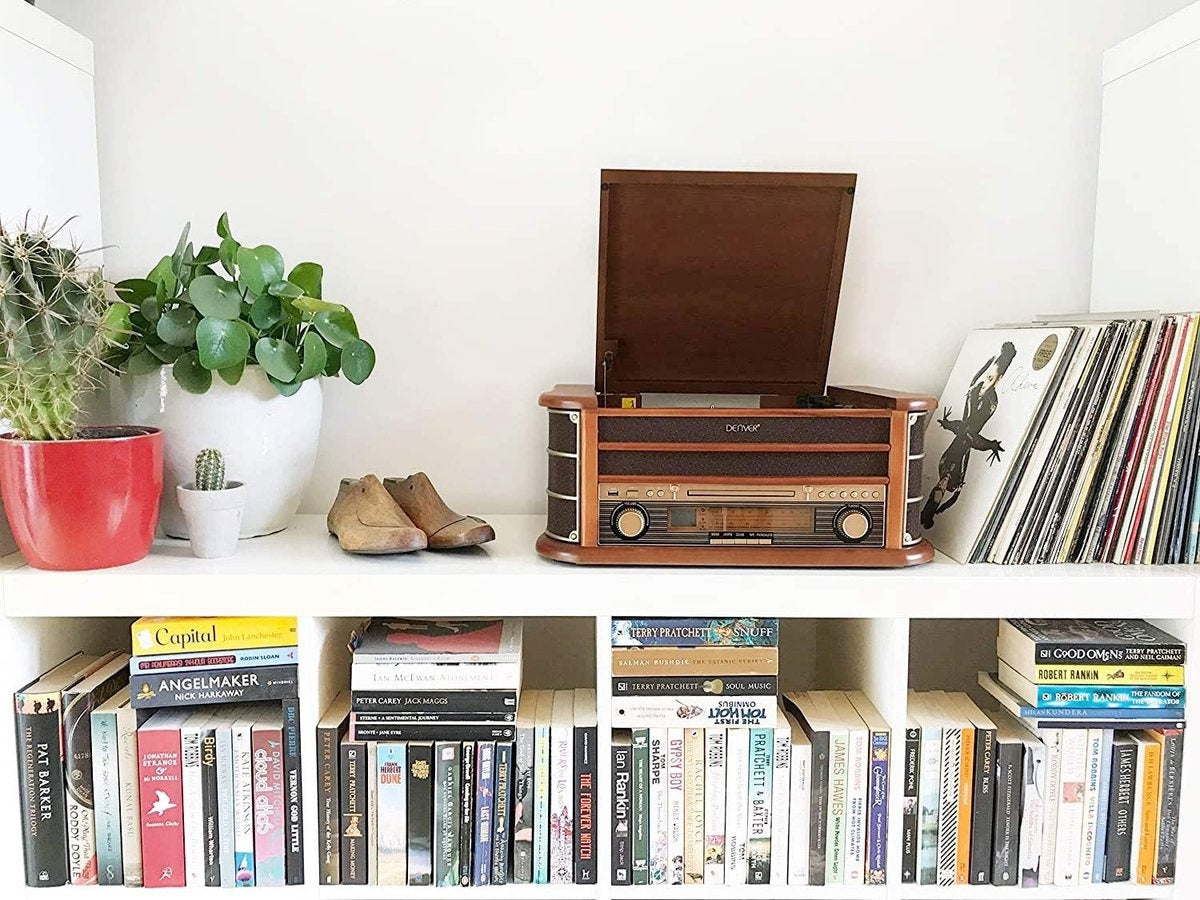 Denver Retro Platenspeler - Ingebouwde Speakers en Versterker - Radio CD Speler - MCR50 -Hout