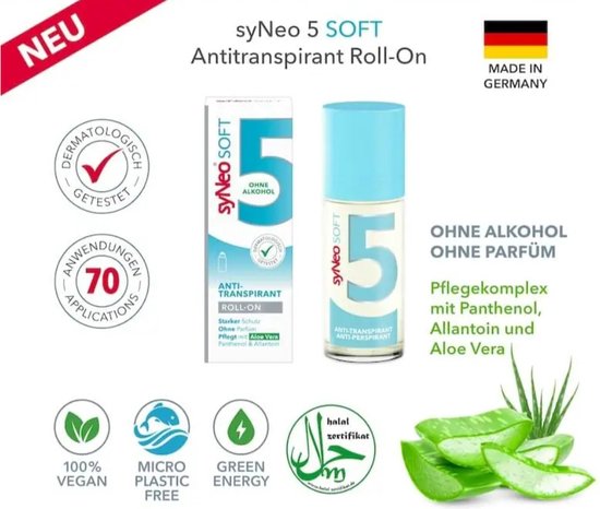 syNeo SOFT - Deodorant Anti-transpirant Pompspray - 30ml - Aloë Vera - 0% Alcohol - Halal - Overmatig zweten