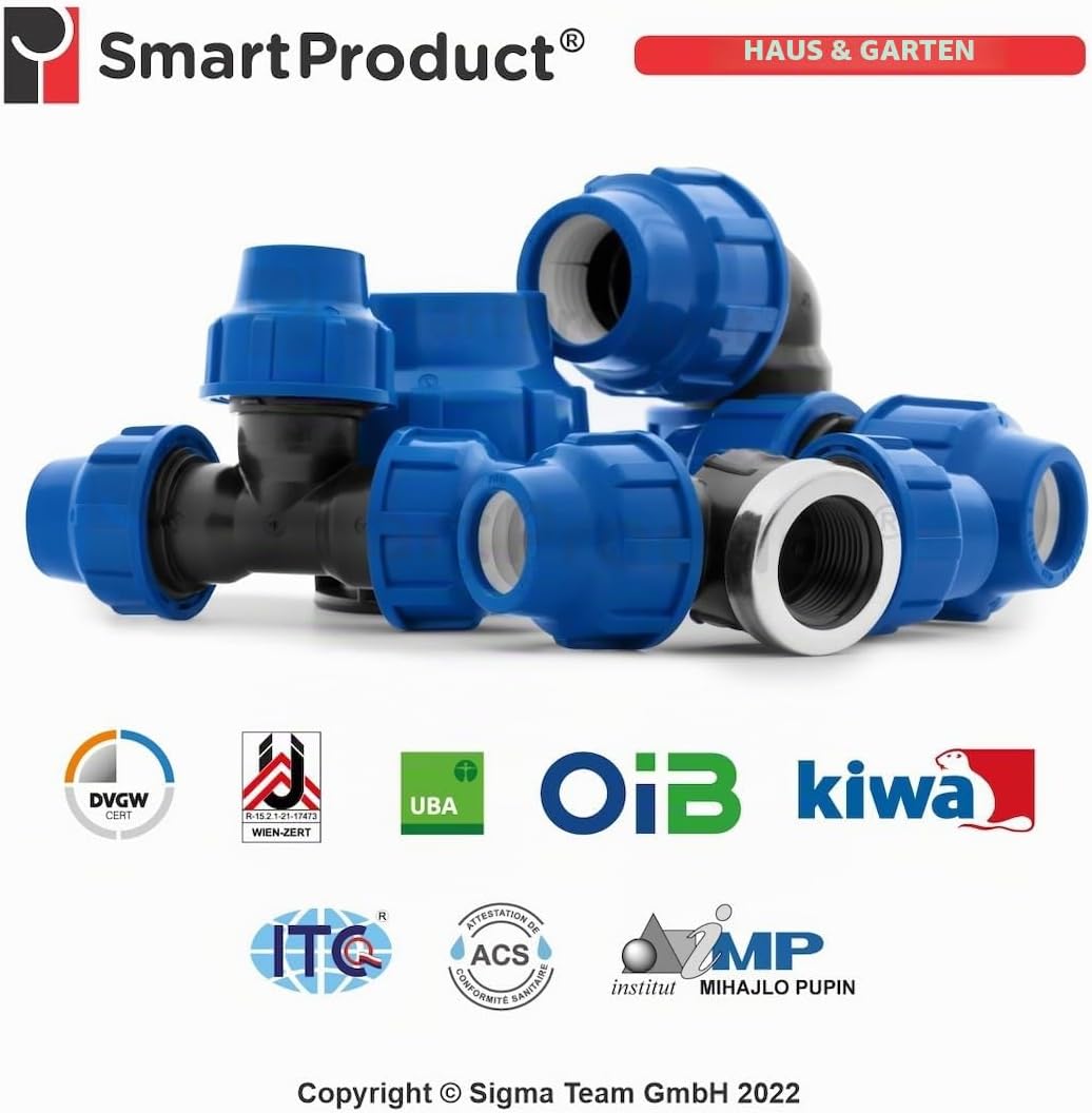 SmartProduct T-stuk 20 x 20 x 20 mm – PP klemfitting – Zwart/Blauw