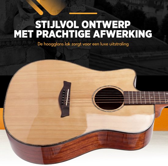 Finesse Elektrische Akoestische Gitaar met Versterker - met Videocursus - 4/4 41 inch - Accessoires - Volwassenen - Kind