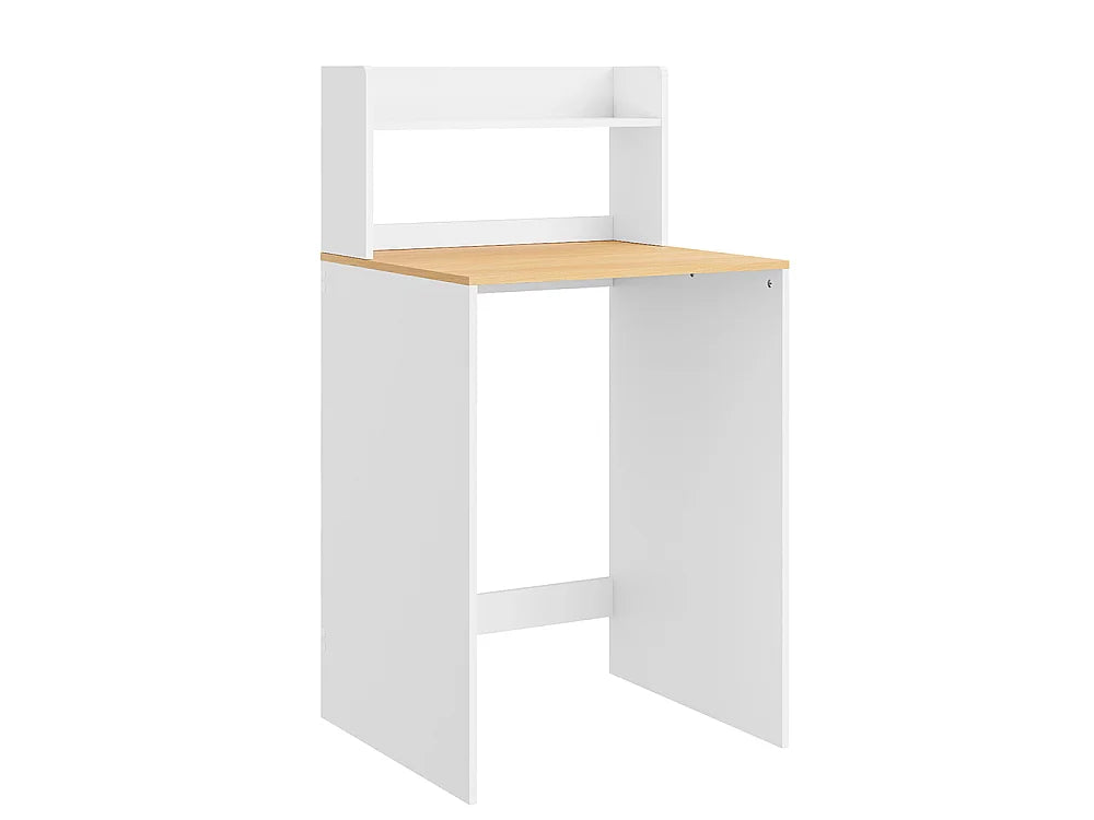 SoBuy Wasmachinekast BZR224-WN - Met Werkblad en Open Plank - 66 x 60 x 126,5 cm - Wit/Licht Eiken