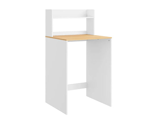SoBuy Wasmachinekast BZR224-WN - Met Werkblad en Open Plank - 66 x 60 x 126,5 cm - Wit/Licht Eiken