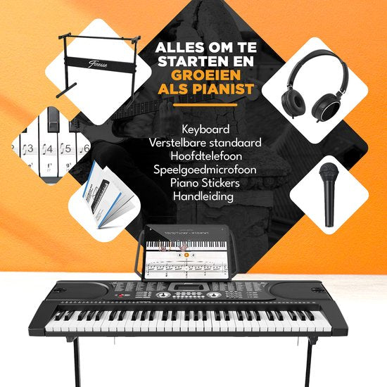Finesse Keyboard Piano - Statief & Accessoires - 61 Keys - Digitale Piano - Elektrische Piano - Kind