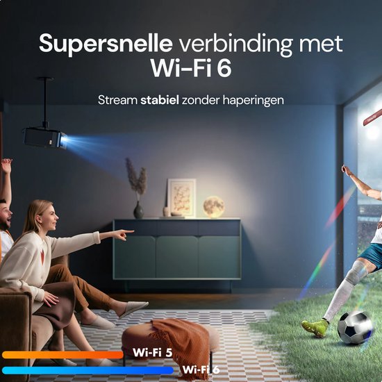 Yaber K2S Beamer – Projector met Dolby Audio & JBL 2.0 Speakers – 800 ANSI Lumen, 1080p Full HD – Android TV (7000+ apps) – Wi-Fi 6/Bluetooth – Draagbare Thuisbioscoop – Zwart