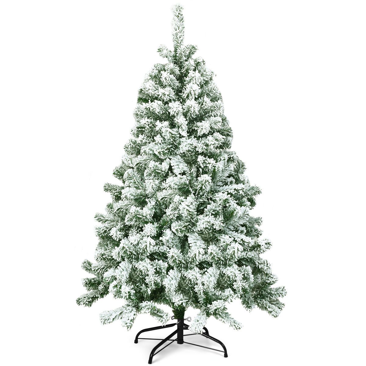 Coast Besneeuwde Kunstkerstboom Wit/Groen – 137 cm – Met 400 Takpunten en Opvouwbare Metalen Standaard